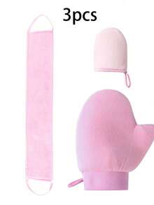 3pcs/Set Self Tanning Gloves And Back Applicator, Suitable For Face And Body Tanning Gloves, Back Applicator, Body Lotion Applicator Gloves, Quick Tanning Oil And Sunscreen Massage Care - Multicolor - View 5