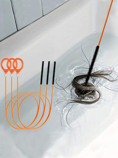 1pc/3pcs Extra Long Stainless Steel Drain Cleaner Hook - Suitable For Bathroom Sink, Bathtub And Shower, Drain Unclogging Hook, Shower Drain, Household Items, Bathroom Accessories, Cleaning Supplies, Pipes, Bathroom, Drain Cleaning Tool, Bathroom Set, Kitchen, Bathroom Essentials