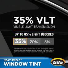 Gila VLT Tinte básico para Vidrio Trasero de automóvil, Resistente a los arañazos, Básico, 35% Dark, 24 x 6' - 20% Limo Negro - Ver 6