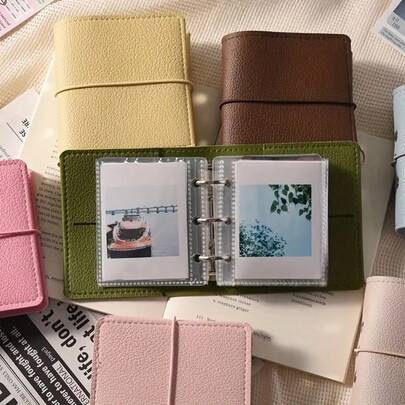 25 Pages Photo Album, Mini Faux Leather Pocket 3-Inch Photo Album, Transparent Photo Card Binder, Premium Multi-Functional A5 Photo Card Binder, Portable Storage Collection For Idol Photos, Celebrity Photos, And Couple Photos, Office Supplies, School Supplies, Valentine's Day Gift, Birthday Gift