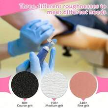 60pcs 3-Color Round Sandpaper Sheets With Adhesive Backing, Comes With Metal Drill Bit, Suitable For Foot And Nail Care - Multicolor - View 2