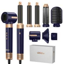 UKLISS 7-In-1 High-Speed Brushless Styling Tool - High Power Plug-In Hot Air Brush, Curling & Straightening Multi-Function Hair Dryer - Blue - View 9