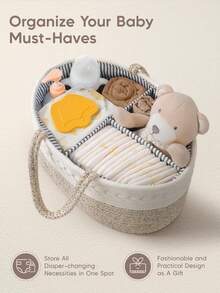 Giỏ đựng tã em bé bằng dây cotton, giỏ đựng tã di động, thích hợp cho bàn thay tã, sắp xếp phòng trẻ sơ sinh, quà tặng cho bé sơ sinh, đồ dùng cần thiết cho bé. - Nhiều màu - Xem 6