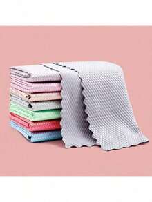 1/3/5/10pcs/Pack Kitchen Cleaning Cloths, Dish Washing Rags, Fish Scale Glass Wipes, Cleaning Supplies, Home Cleaning Cloths, Stain Removal Cloths, Rags, Window Wiping Cloths, Residue-Free, Multi-Purpose Cloths, Christmas, Valentine's Day Household Cleaning Tools