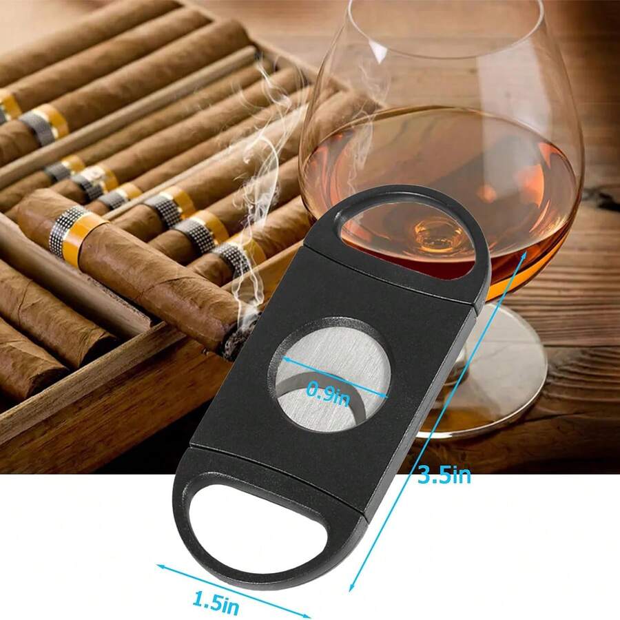 Black Double-Blade Cigar Cutter, Suitable For Most Cigar Sizes, Is A Portable Cutting Tool For Men And Also A Sharp And Clean Trimming Accessory, Enabling Precise Cutting.