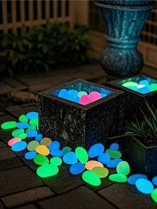 12 Pieces Of Extra-Large Luminous Pebbles (Random Color), Suitable For Garden Landscaping, Pathway Decoration, Starry Sky Aquarium Landscaping, Romantic Luminous Stones, Suitable For Home, Outdoor Decoration, Fashion Show Decoration, Aquarium Display