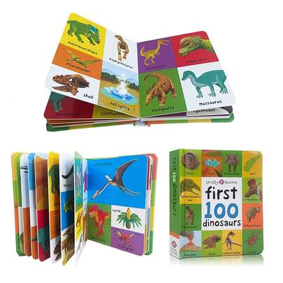 Lachilly 100 Dinosaurs Hardboard Book, Priddy Books, Suitable For Children 3+, Awakening Reading Series, English Learning Tool, Vocabulary Building, Bedtime Reading Gift, Learning To Read, Preschool Educational Toy