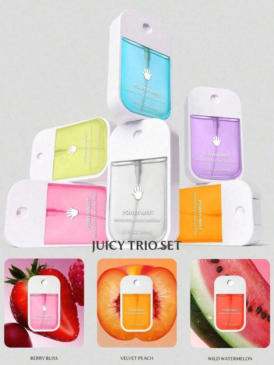 6pcs/3pcs/1pcs Hand Sanitizer Sprays With Vanilla, Watermelon, And Strawberry Scents, Suitable For Home, Parties, And Holiday Gatherings. Portable And Convenient For Cleaning And Rinsing Hands. Essential Travel Protective Kit, A Must-Have For Travel Hygiene And Protection. Moisturizer And Sunscreen Applicator, A Holiday Essential. Best Seller - 彩色 - 查看 1