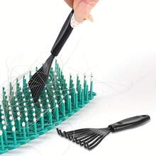 1-Pack Plastic Mini Comb Cleaner With Embedded Brush, Hair Removal Device, Household Handle Cleaning Brush, Cleaning Agent, Beauty Tool Accessories - màu đen - Xem 2