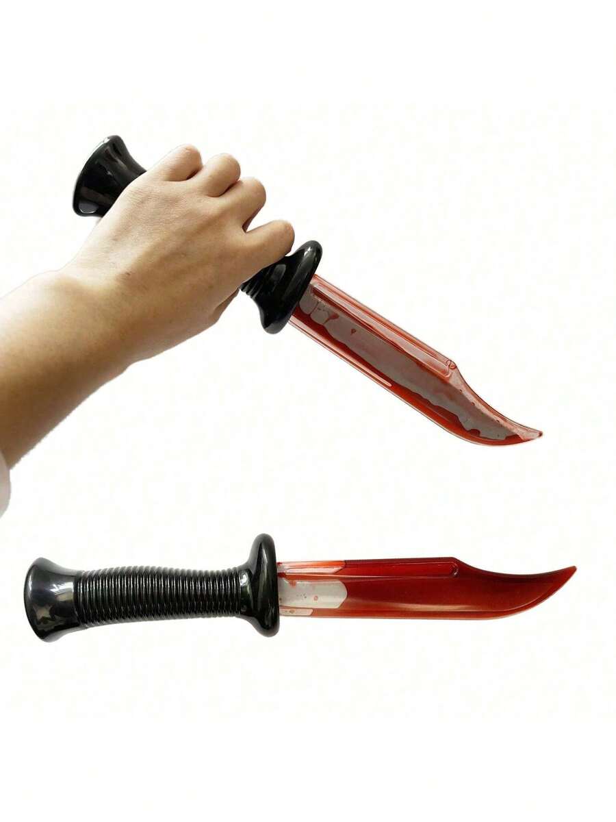 1 pezzo Accessorio per vacanze, Accessorio per performance anime, Scherzo con coltello finto sanguinante, Coltello di plastica realistico con sangue finto, Accessorio per film - Multicolore - Visualizzare 1