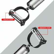 Stainless Steel 4-In-1 Multi-Functional Fruit And Vegetable Peeler - High-Efficiency Cutting, Slicing, And Grating Tool With Tongs. - Bạc - Xem 7