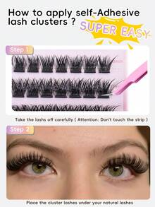 120pcs Self-Adhesive False Eyelashes, No Glue Needed, Reusable - No Makeup Removal, No Sticky Residue, Pre-Glued Lashes (Thick Mixed Style) - C - 查看 9