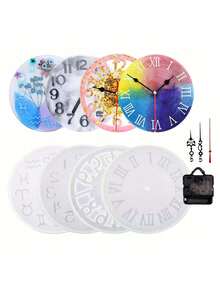 Premium Round Silicone Resin Clock Mold - 1PC Zodiac/Roman Numerals/Numbers/Cutout Design - DIY Epoxy Clock Making Kit For Wall Decor - Non-Stick & Bubble Free Home Decoration Craft Mold - White - View 2