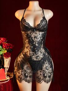 性感内衣透视性感蕾丝露背吊带低胸睡裙外出装，坏蛋造型