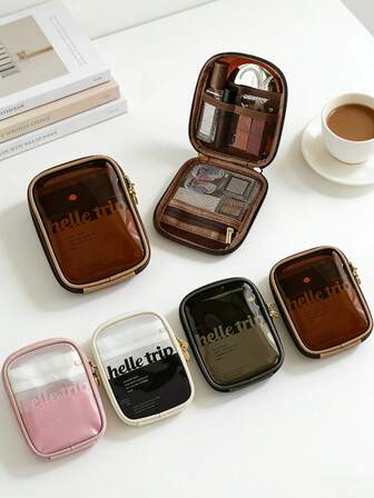 1pc Makeup Bag, Mini Cosmetic Bag, Skincare & Toiletry Organizer, Portable Makeup Pouch, First Aid Kit, Waterproof Medicine Bag, Large Capacity Travel Bag, Suitable For Summer Travel, Vacation, Bathroom Decor Or Holiday Makeup Storage