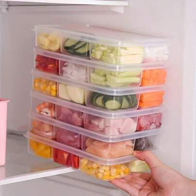 1/3pcs Food Prep Storage Containers - 6 Compartment Reusable Bento Box, Suitable For Home, School, Work And Travel, Can Be Used As Food Container, Snack Container, Adult Portion Control Lunch Box, Fruit Tray