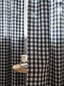 1 st enkel amerikansk rutmönstergardin, lämplig för sovrum, vardagsrum, balkong - röd pläd - Visa 18