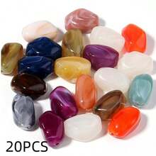 20pcs Asymmetrical Oval Acrylic Beads, Tie-Dye Colorful Mixed Beads, Vintage Brown Jewelry Making DIY Spacer Beads For Necklace, Earrings, Crafts, Phone Charms, Keychains, Accessories - Irregular Oval - View 15