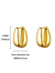 1 Pasang Anting Lingkaran Bentuk Tetesan Air Tembaga - E5869G - View 4