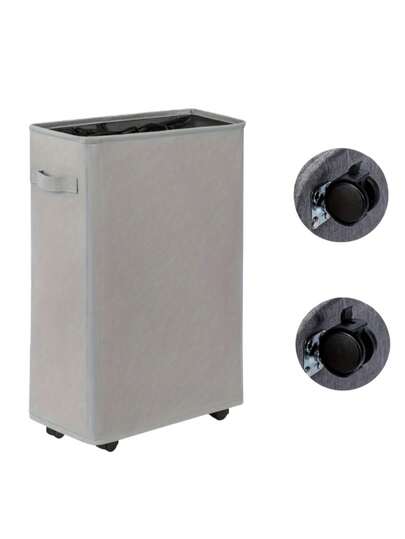 Giỏ đựng quần áo bẩn di động mỏng 45L có bánh xe - Giỏ đựng quần áo bẩn gấp gọn, di động cho phòng tắm, phòng ngủ, ký túc xá và phòng giặt - Tiết kiệm không gian, trọng lượng nhẹ, kiểu xe đẩy với bánh xe trượt êm ái giúp dễ dàng di chuyển, dụng cụ đa chức năng để đựng quần áo bẩn, chăm sóc quần áo và sắp xếp nhà cửa trong không gian nhỏ, tiết kiệm diện tích sàn, giữ cho quần áo bẩn gọn gàng và giúp công việc nhà hàng ngày hiệu quả hơn.