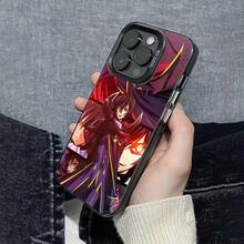 Compatible con 17, 16, 16E, 15, 14, 13, 12, 11 Pro, X, XR, XSMAX, 8, Plus.Funda de Smartphone con Estilo de Manga y Personaje de Anime Clásico Lelouch de la Rebelión para, Cubierta Trasera Dura Mate Plateada Creativa 17 17 - Negro - Ver 3