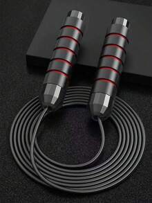 1pc Black & Red Weighted Steel Jump Rope, Non-Slip, Sweat-Absorbent, Breathable, 3 Meters Total Length, Adjustable, Suitable For Adults And Students Exercise, Fitness, Weight Loss, Fat Burning Training, Gym Accessory - Multicolor - View 1