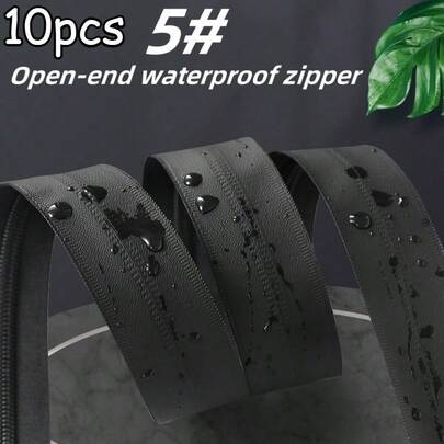 10pcs #5 Nylon Waterproof Zippers, Open-End Zippers Suitable For Outdoor Jackets, Sportswear, Coats, Multi-Size Options For DIY Sewing