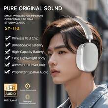 MOREKA-BL023 Auriculares inalámbricos Bluetooth con micrófono, estéreo HiFi plegables y livianos, volumen controlable, duración de la batería de 200 mAh/12 horas, auriculares con cable con subwoofer de 3,5 mm, adecuados para el hogar, la oficina, teléfonos móviles, computadoras, etc. - Plateado - Ver 2