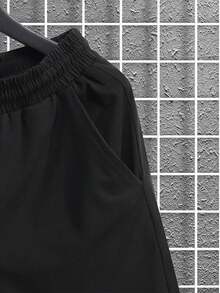 Customized Men's T-Shirt And Shorts 2-Piece Set, Casual Loose Streetwear Sports Vacation Outdoor, Suitable For Boyfriend, Family, Friend's Birthday, Graphic Tee And Drawstring Shorts, Customized Design - Black - View 8