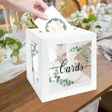 Caja transparente para tarjetas de regalo para decoración de recepción de boda y almacenamiento de regalos - Blanco - Ver 1