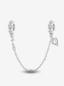 1pc 925 Sterling Silver Elegant Heart-Shaped Safety Chain Pendant, Suitable For Women's Bracelets, Bangles, DIY Jewelry Making, Date Gifts, Exquisite Women's Jewelry - Set 4 - View 16