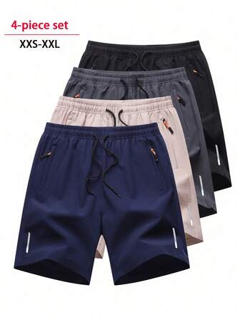 4 pezzi/set Pantaloncini sportivi casual da uomo, pantaloncini bermuda traspiranti per corsa, fitness e allenamento, pantaloni da spiaggia per esterni