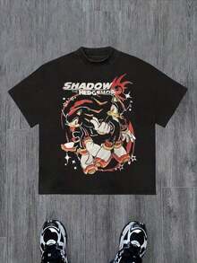 Vintage Shadow The Hedgehog T-Shirt Japanese Manga Shirt, Black - 白色 - 查看 7