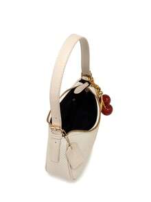 2026 New Classic Versatile Letter Graphic Design Solid Color PU Leather Shoulder Bag, Suitable For Shopping, Y2K Underarm Bag, Purse - White - View 6