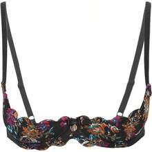brasier de lencera sin forro de 1/4 tazas para mujer, con encaje transparente, sin alambre, sin forro - Naranja + (38) D - Ver 3