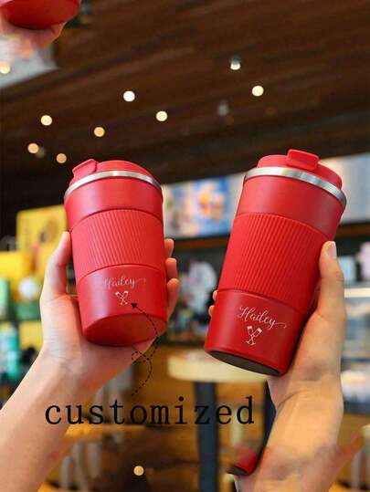 1pc Personalized Coffee Mug, Travel Coffee Cup, Stainless Steel Insulated Reusable Travel Tumbler, Customized Coffee Mug, Christmas Gift, Employee Gift, Coworker Gift, Gift For Him, Gift For Her, Steel Coffee Cup, Customized Cup, Stainless Steel Cup, Multipurpose, Durable