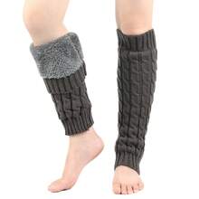 1 Pair Thick Knitted Knitted Leg Warmers With Floral Pattern, Warm And Cozy For Boots