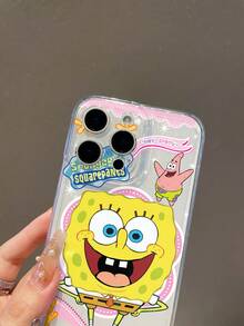 SpongeBob SquarePants 1pc Transparent Space Case Cartoon SpongeBob Jellyfish Pattern Shockproof Phone Case Cover Compatible With Samsung/Apple 17/16/15/14/13/12/11 Pro Max/12 Pro/14 Plus Etc. - Multicolor - View 7