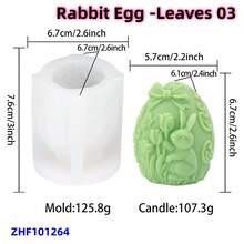 Moule en silicone pour bougie en forme d'œuf de lapin de Pâques, motif de feuillage de tulipe, style lapin. Moule en résine pour faire des maisons de lapin, des arcs, des œufs, des plâtres. Outil de fabrication de fleurs 3D, terrier de lapin, forme d'animal pour savon fait main, bougie, décoration de maison pour les fêtes - Blanc - Voir 14