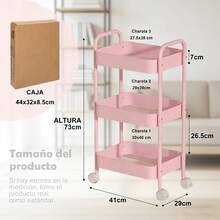 3 Niveles Carrito Organizador Metalico Multiusos Acero Inoxidable con Ruedas Herramientas Fácil de Ensamblar Rosa para Cocina Baño Spa Guardería Oficina Garaje Jardín/Carrito Organizador 3 Niveles Multiusos Acero Inoxidable con Ruedas Fácil de Montar Rosa para Hogar Salón Belleza Oficina Taller Guardería y Espacios Pequeños - Rosa - Ver 2