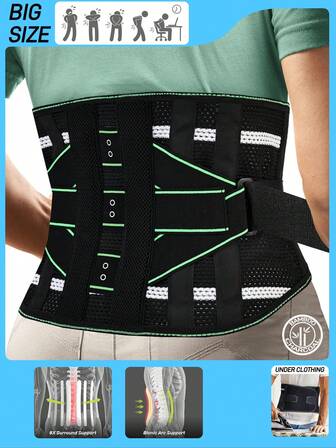 Back Brace For Lower Back , 8X Powerful Lumbar Support With 3D Pad, Support Belt For Men Women, Breathable Back Support Brace With Adjustable Strap