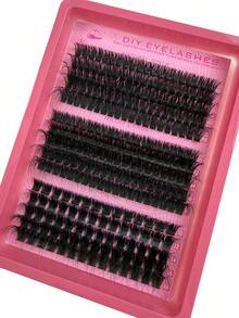 265片D卷蓬松单根假睫毛，80D+100D+120D浓密型，簇状长度10-18mm，混合浓密度，柔软轻盈，3D仿貂毛簇状假睫毛，化妆工具，假睫毛