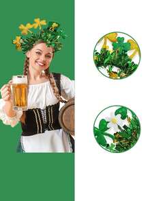 St. Patrick's Day Headband, Gold & Green Shamrock Hat Headband, Green Irish St. Patrick's Day Costume Hat Party Favor, Unisex - Multicolor - View 3