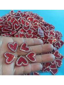 5/10颗红色心形水钻，DIY发饰、手机壳、服装装饰、毛毡工艺贴纸，适用于房间装饰、婚礼、生日、情人节（不含胶水） - 彩色 - 查看 9