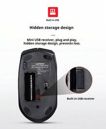 Lenovo Bộ bàn phím và chuột không dây  KN201 dùng cho văn phòng (USB 2.4G, máy tính để bàn và máy tính xách tay) - màu đen - Xem 2
