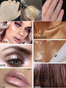 Glitter Highlight Powder Spray, Luminous Glow For Face & Body, Stage Makeup, Women's Shimmer Beauty Enhancer For Music Festival,Star Shaped Highlight Powder Spray - Mixed Color System Body Glitter For Performance, Party & Shimmer Makeup - Multicolor - View 7