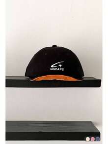 1顶软顶平沿复古男女通用可折叠帽檐撞色棒球帽，四季皆宜工装短帽檐字母刺绣按扣帽，复古滑板嬉皮风 - OSCAPS拼色棒球帽 - 查看 6