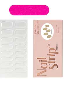 1张半固化凝胶美甲贴，16片手指凝胶贴，1片冬/春透明全贴凝胶指甲油贴纸，持久耐用，快速塑形，女士/女孩全贴指甲贴，需配合UV/LED灯使用，DIY美甲贴纸 - 無色 - 查看 7