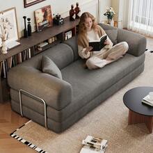 78.8" Compression Sofa,Convertible Floor Sofa Bed-With Pillow Back Support Armrest,Comfy Futon Couch Sleeper Bed,Loveseats Boneless Modular Sectional Sofa,Corduroy Fabric,For Living Room,Bedroom,Green - 灰色沙發 - 查看 4