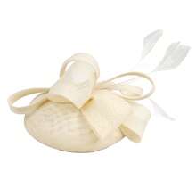 1件装女士头饰，茶会婚礼德比帽教堂新娘鸡尾酒会羽毛夹发箍